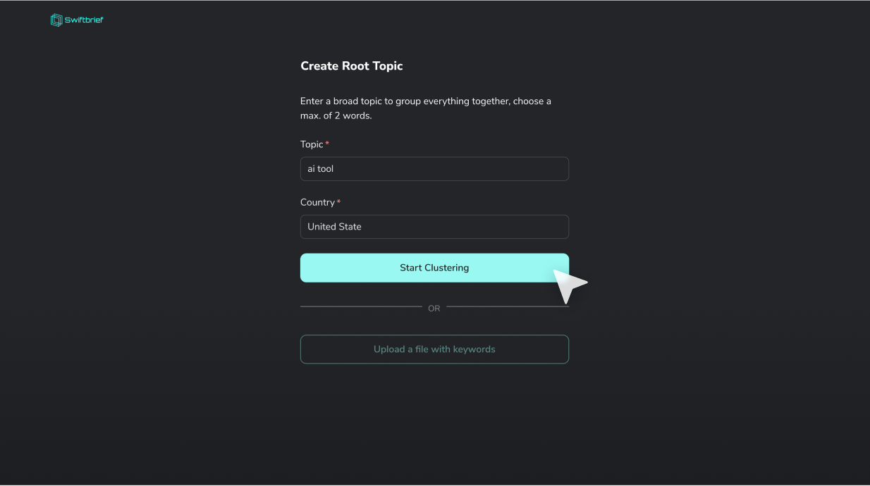swiftbrief onboarding screen