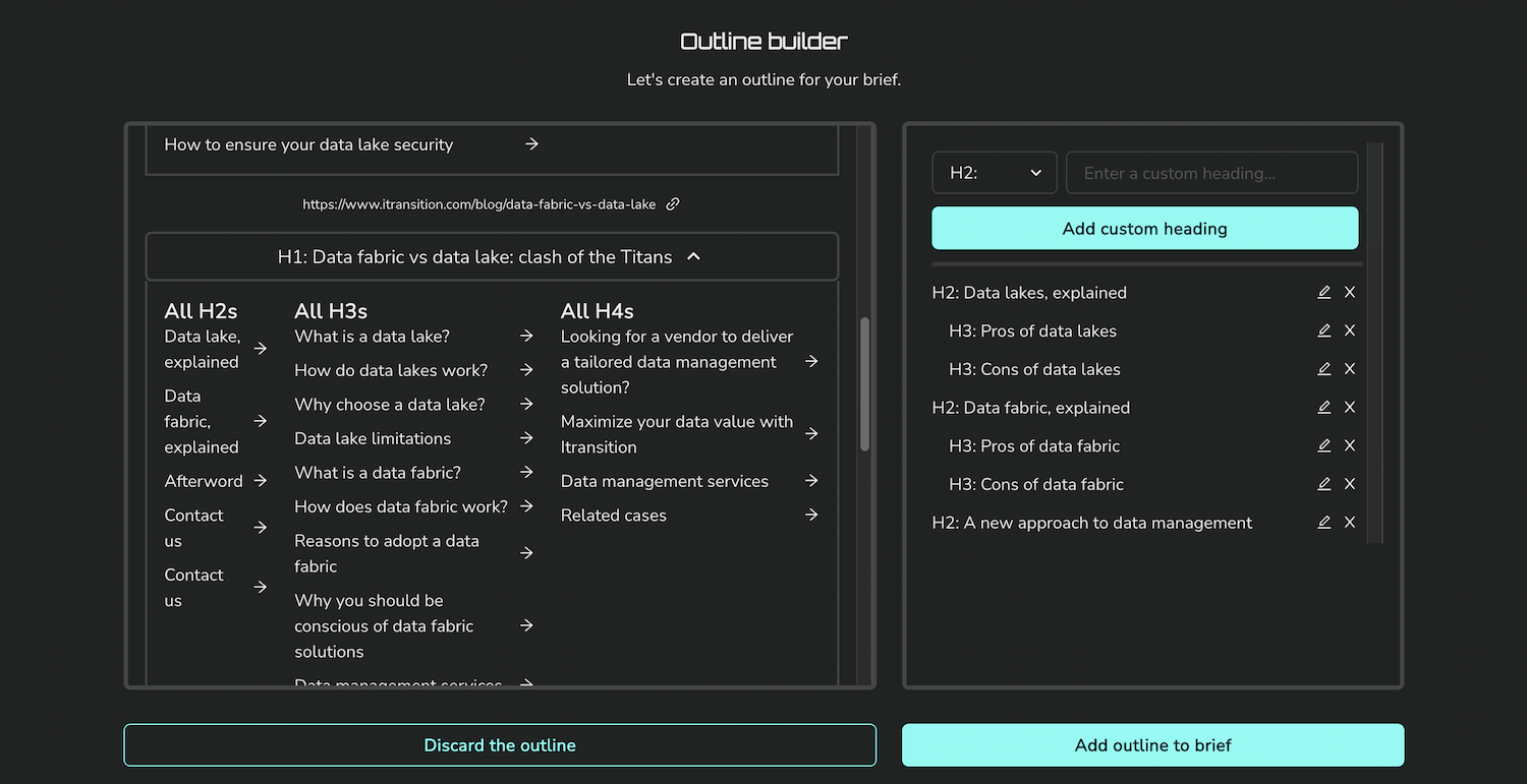 swiftbrief outlines screen