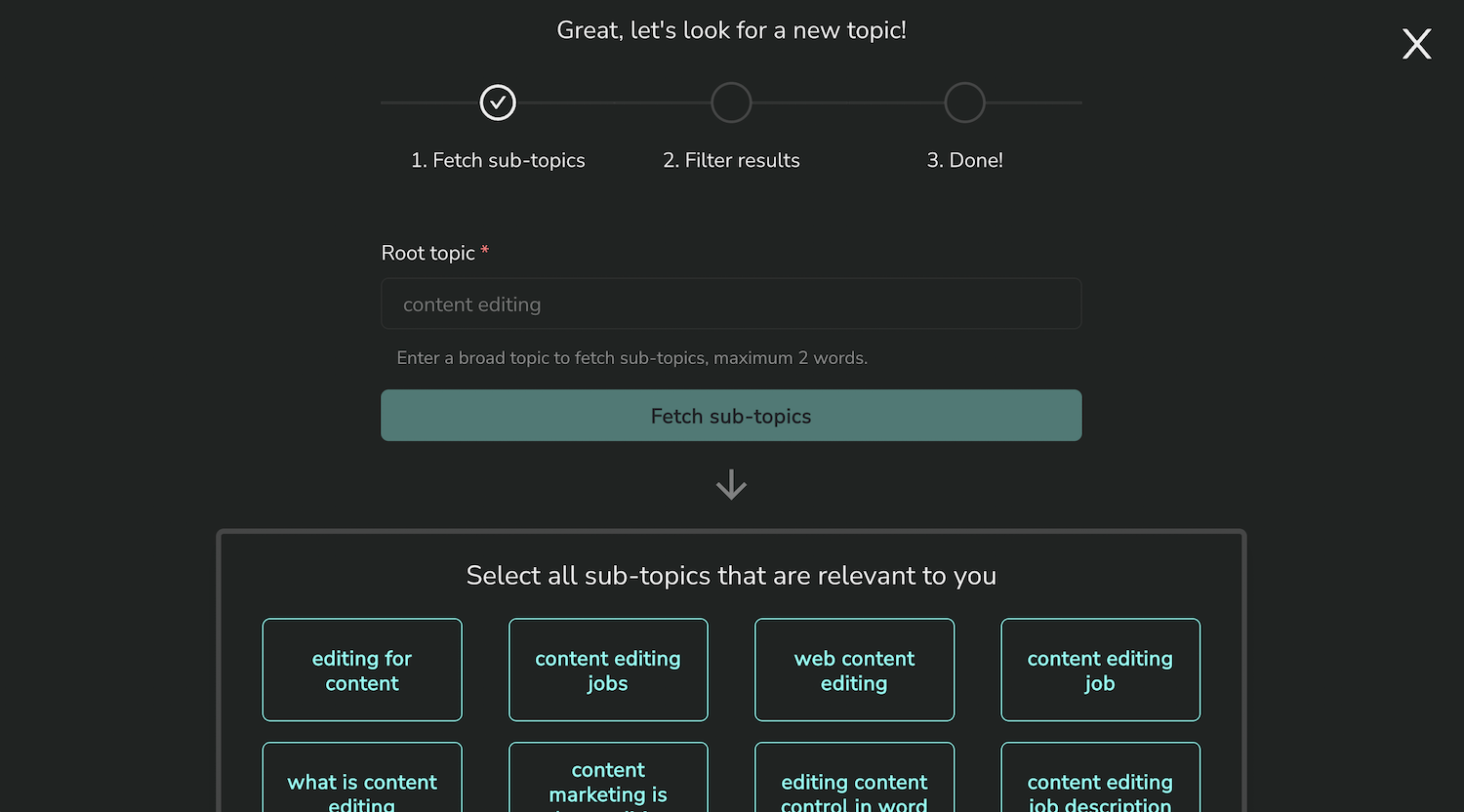 swiftbrief topics screen