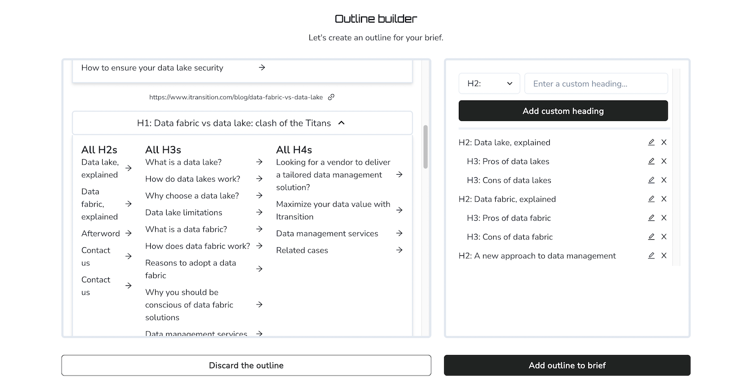swiftbrief outlines screen
