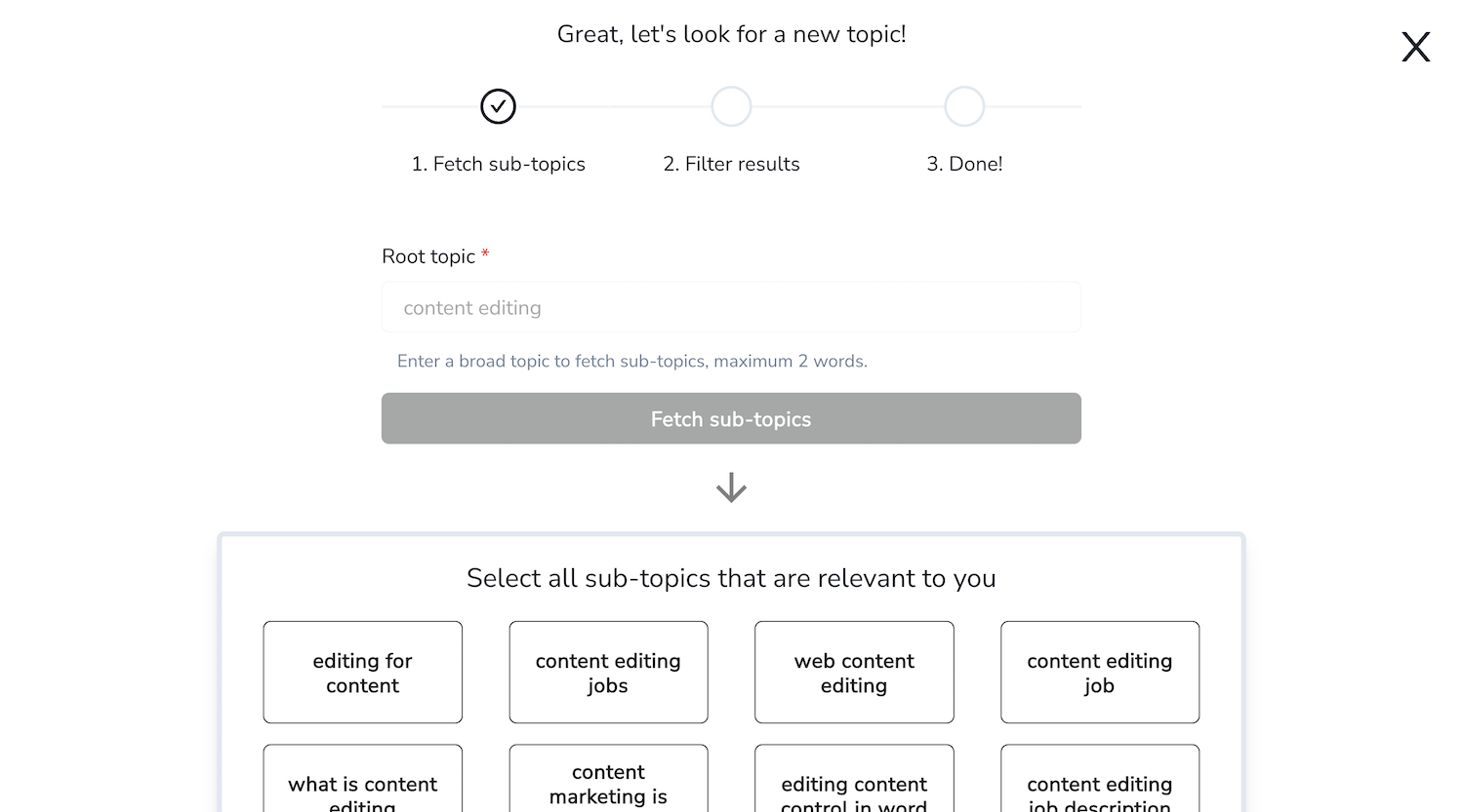 swiftbrief topics screen